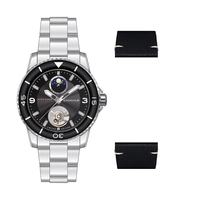 Foto 5 presentación de este Reloj para Hombre en Acero Inoxidable Gris, Negro - COLECCIÓN PREVOST - EARNSHAW | ES-8210-11