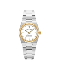 Montre quartz en acier inoxydable, argenté, doré, blanc - HORIZON LADIES - JWL03605