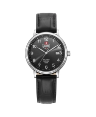 Montre quartz en acier inoxydable et cuir, noir, argenté - KILO - JDM-WG026-01