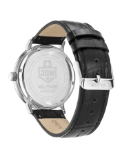 Montre quartz en acier inoxydable et cuir, noir, argenté - KILO - JDM-WG026-01