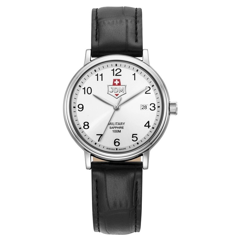 Reloj de cuarzo en acero y piel, blanco, plateado, negro - KILO - JDM-WG026-02