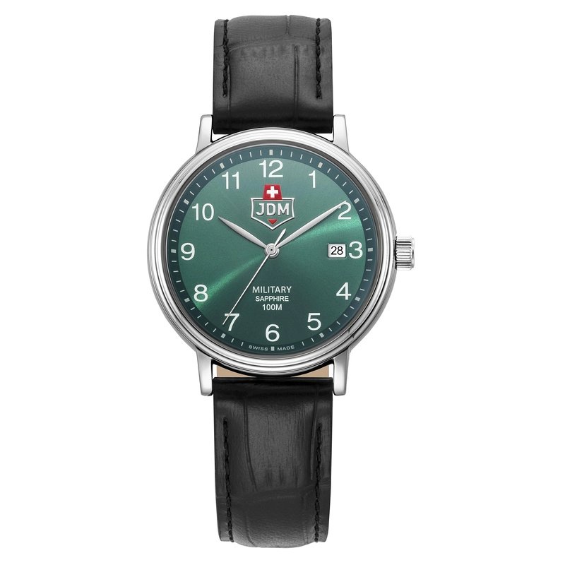 Reloj de cuarzo en acero y piel, verde, plateado, negro - KILO - JDM-WG026-04