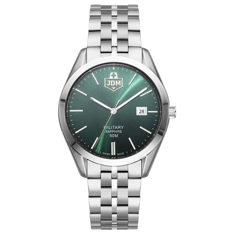 Montre quartz en acier inoxydable, vert, argenté - INTERLAKEN GENTS - JDM-WG023-01