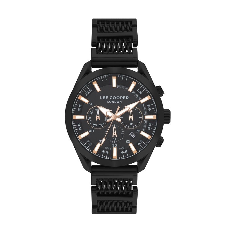 Quartz watch in metal, black, rose gold - LC07556.650