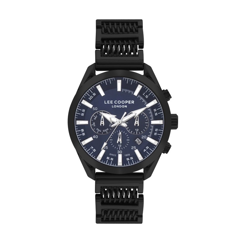 Montre quartz en métal, noir, bleu - LC07556.690