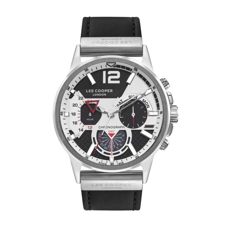 Reloj de cuarzo en metal y piel, negro, plateado - LC07614.351