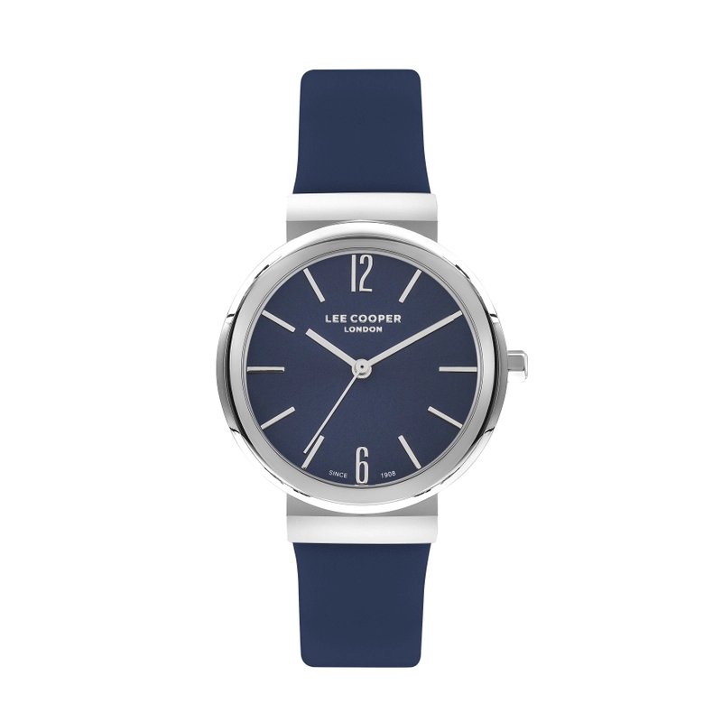 Quartz watch in metal and leather, silver, blue - LC07624.399