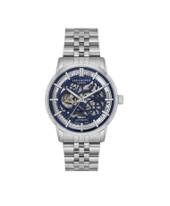 Montre squelette automatique en métal, bleu, argenté - LC08036.390