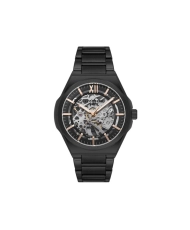 Automatic metal skeleton watch, black - LC08051.650