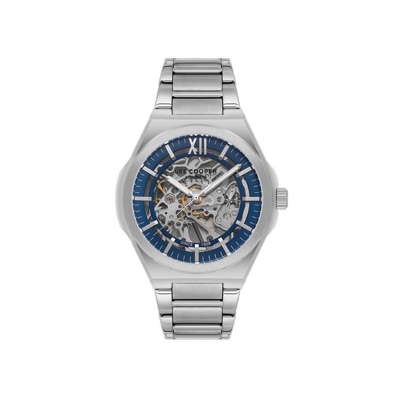 Automatic skeleton watch in metal, blue, silver - LC08051.390