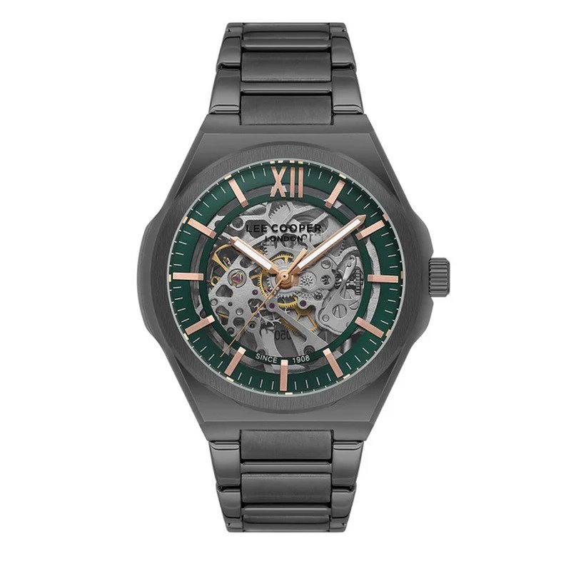 Montre squelette automatique en métal, vert, gun - LC08051.070