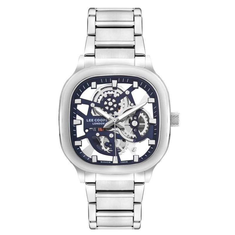 Montre squelette quartz en métal, bleu, argenté - LC07974.390