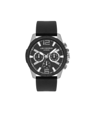 Quartz watch in metal and leather, silver, black - LC07613.351