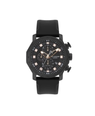 Quartz watch in metal and leather, black, rose gold - LC07631.651