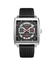 Metal and silicone watch, silver, black - LC08065.351