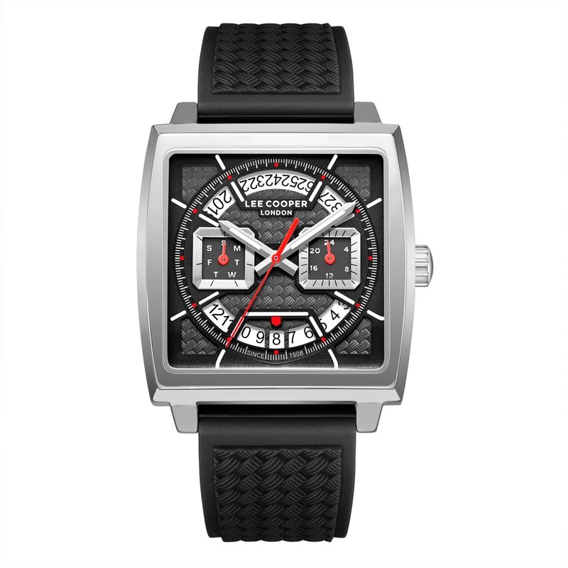 Metal and silicone watch, silver, black - LC08065.351