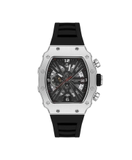 Quartz watch in metal and silicone, silver, black - LC08062.351