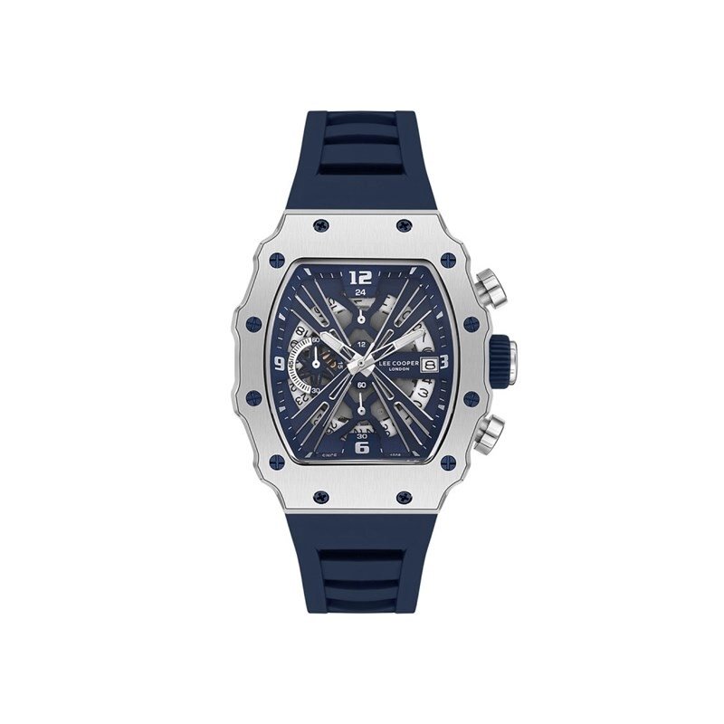 Montre quartz en métal et silicone, bleu, argenté - LC08062.399