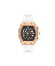 Reloj de cuarzo en metal y silicona, oro rosa, negro, blanco - LC08062.563