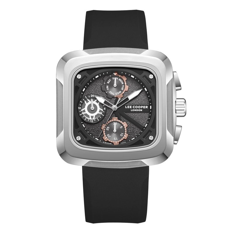 Montre quartz en métal et silicone, noir, argenté - LC08012.361