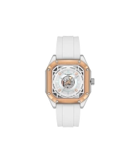 Montre quartz en métal et silicone, argenté, rose doré, blanc - LC08061.533