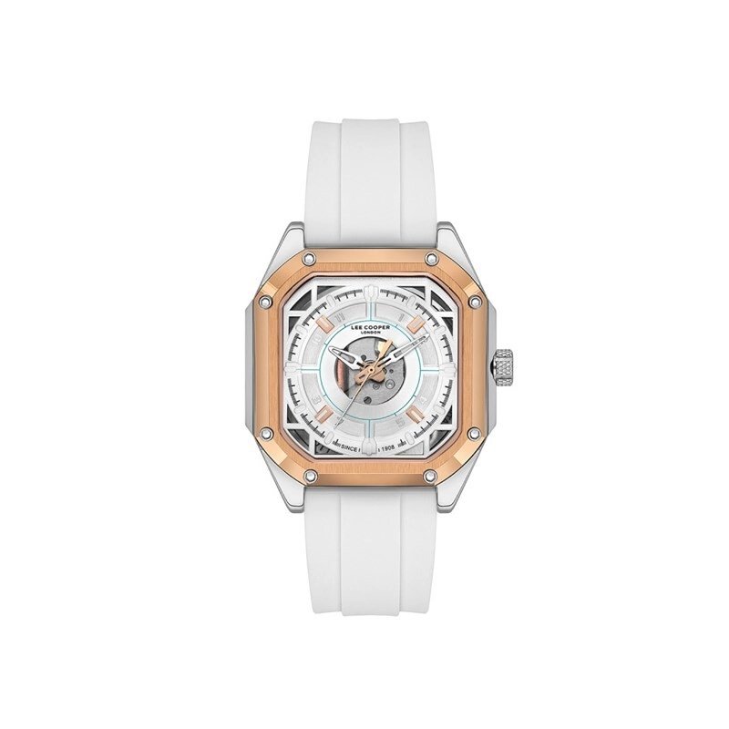 Montre quartz en métal et silicone, argenté, rose doré, blanc - LC08061.533