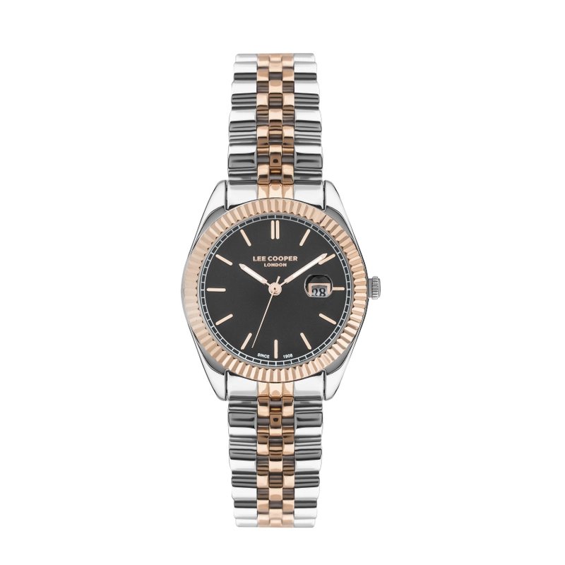 Quartz watch in metal, silver, rose gold, black - LC07326.550