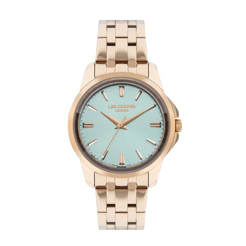 Reloj de cuarzo en metal, oro rosa, turquesa - LC07683.470