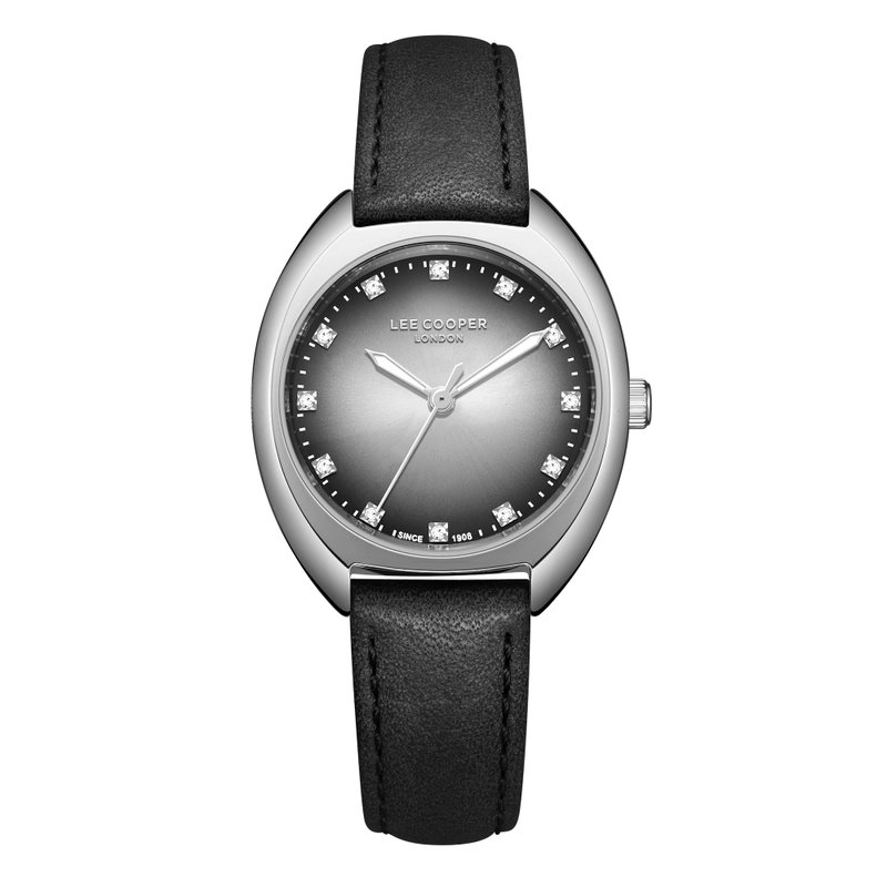 Quartz watch in metal and leather, black, silver - LC07988.331