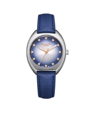 Quartz watch in metal and leather, blue, silver - LC07988.399