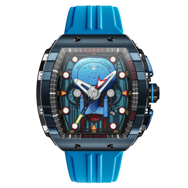 Montre chronographe en acier inoxydable et silicone - STAR TREK ENTREPRISE-D CHRONOGRAPH LIMITED EDITION - NB-6097-01