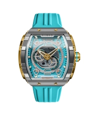 Reloj automático en acero inoxidable y silicona, oro, plata, azul - MAGELLAN 24H AUTOMATIC - NB-6087-04