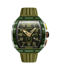 Montre chronographe en acier inoxydable et silicone, vert, argenté - MAGELLAN RETROGRADE CHRONOGRAPH - NB-6088-05