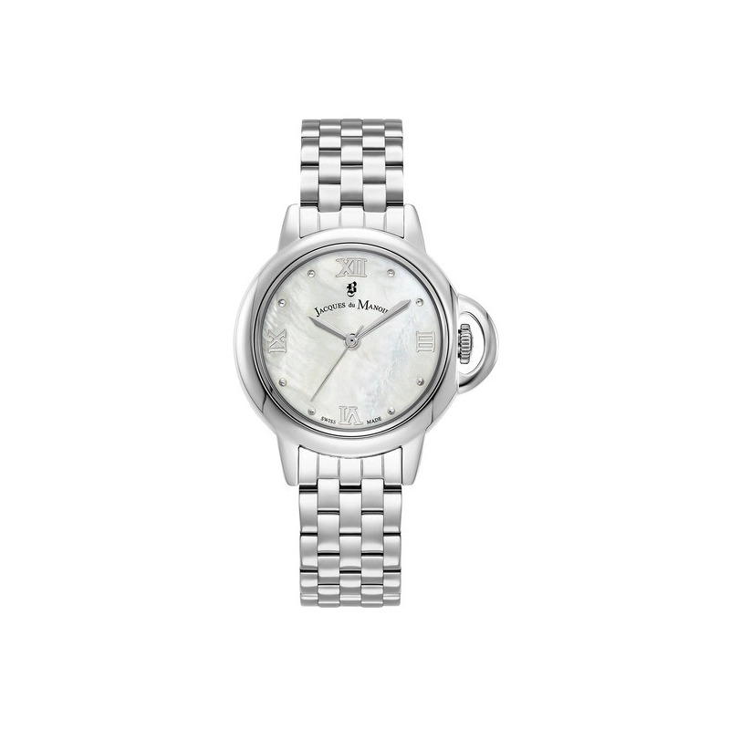 Photo de face de la Montre Suisse Femme en Acier inoxydable et poli Blanc, Gris - Grace - JACQUES DU MANOIR | JWL02501