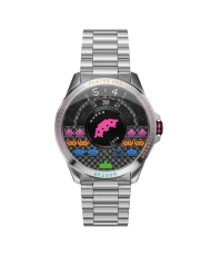 Montre de plongée automatique en acier inoxydable, noir, argenté - QUASAR AUTOMATIC SPACE INVADERS - NB-6082-SI-11