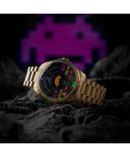 Montre de plongée automatique en acier inoxydable, doré, noir - QUASAR AUTOMATIC SPACE INVADERS - NB-6082-SI-33