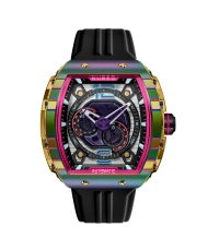 Montre automatique en acier inoxydable et silicone, rainbow, blanc, noir - MAGELLAN 24H AUTOMATIC - NB-6087-03