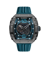 Montre automatique en acier inoxydable et silicone, gris, bleu - MAGELLAN 24H AUTOMATIC - NB-6087-07