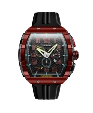 Stainless Steel and Silicone Chronograph Watch, Red, Black - MAGELLAN CHRONOGRAPH RETROGRADE - NB-6088-03