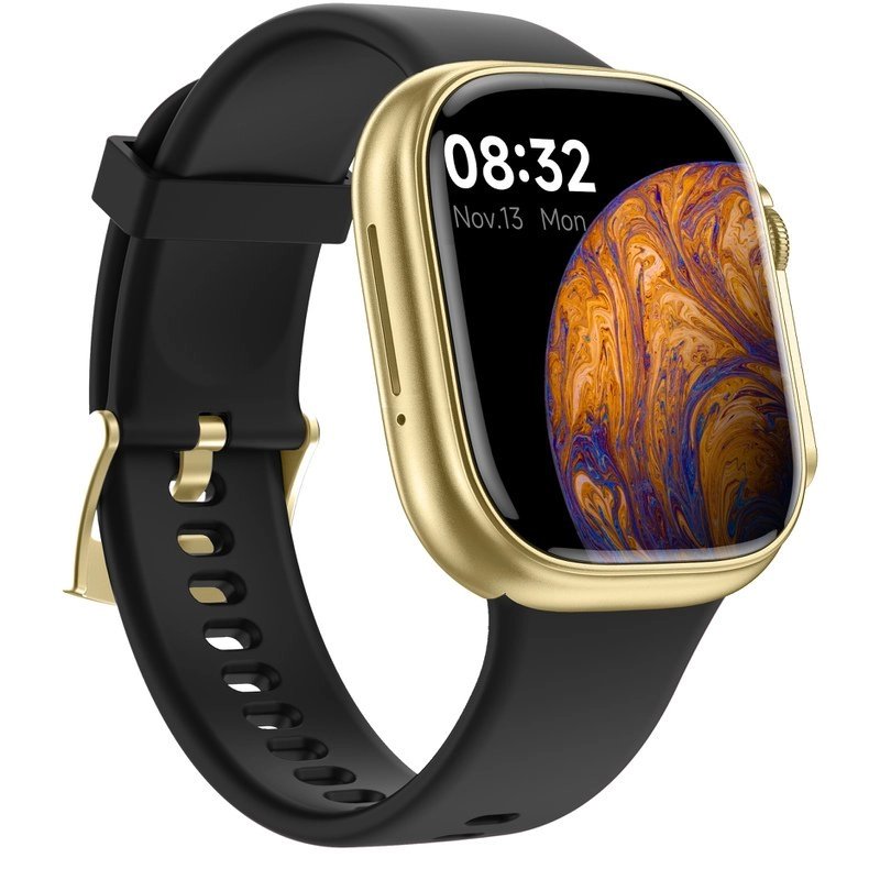 Metal Smartwatch, Gold, Black - POWERFUL AMOLED - SW071E