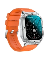 Reloj conectado de cuarzo metálico, plateado, negro, naranja - COMPASS AMOLED - SW074B