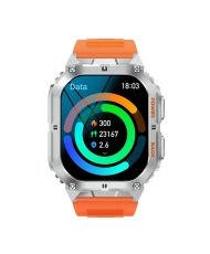 Reloj conectado de cuarzo metálico, plateado, negro, naranja - COMPASS AMOLED - SW074B