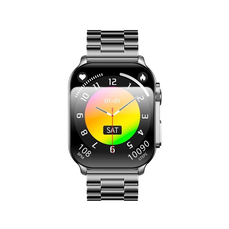 Metall-Smartwatch, schwarz – ULTRA AMOLED – SW080H