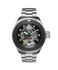 Automatische Skelettuhr aus Edelstahl, Schwarz, Silber – PICCARD SKELETON AUTOMATIC – SP-5135-11