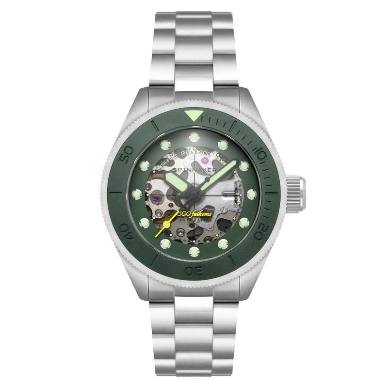 Montre squelette automatique en acier inoxydable, vert, argenté - PICCARD SKELETON AUTOMATIC - SP-5135-22