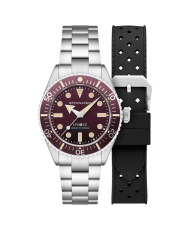 Stainless Steel Automatic Diver's Watch, Burgundy, Silver, Black - SPENCE 300 AUTOMATIC - SP-5097-99