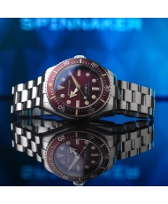 Stainless Steel Automatic Diver's Watch, Burgundy, Silver, Black - SPENCE 300 AUTOMATIC - SP-5097-99