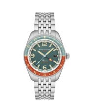 Stainless Steel Automatic Diver's Watch, Turquoise, Silver, Burgundy - FLEUSS GMT AUTOMATIC - SP-5120-33