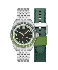 Stainless Steel Automatic Diver's Watch, Green, Silver - FLEUSS GMT AUTOMATIC - SP-5120-44