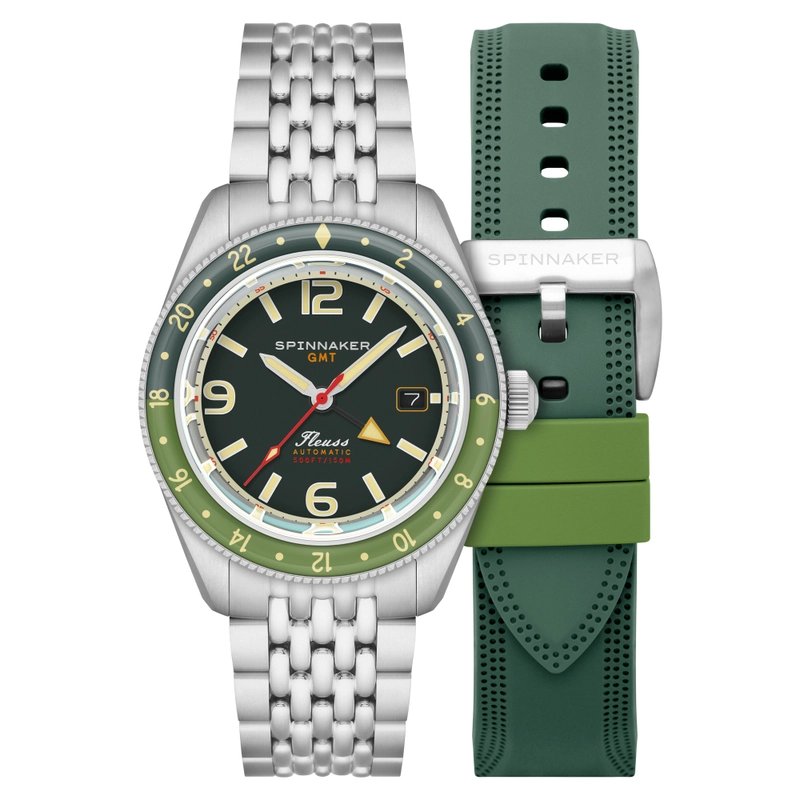 Montre de plongée automatique en acier inoxydable, vert, argenté - FLEUSS GMT AUTOMATIC - SP-5120-44